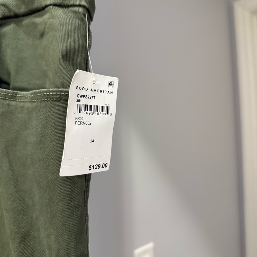 Good American Women's Size 24 Green Good Waist Palazzo Wide Leg Pant Jeans - Picture 4 of 11